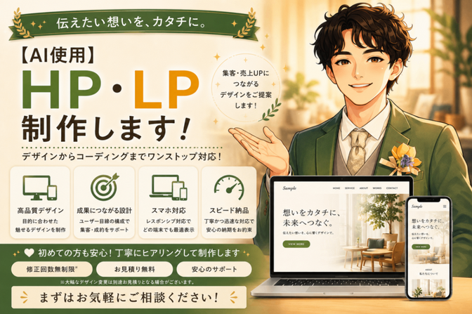 【AI使用】HP・LP制作します