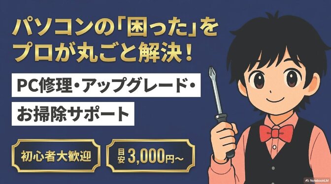 パソコンの修理・アップグレード・掃除お手伝いします！