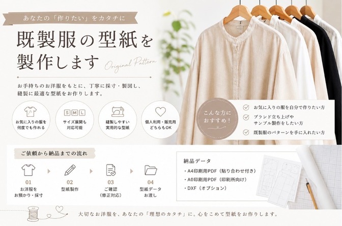 既存のお洋服の型紙を作ります！