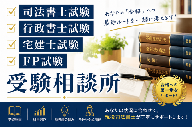 司法書士試験、行政書士試験、宅建士試験、FP試験
受験相談所