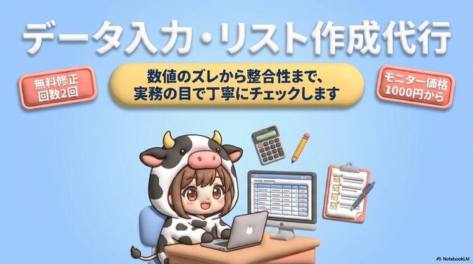 【実績あり】整合性チェック付きデータ入力・リスト作成代行