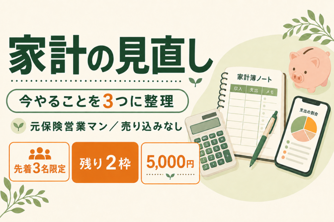 家計を一緒に整理し、今やることを3つに絞ります