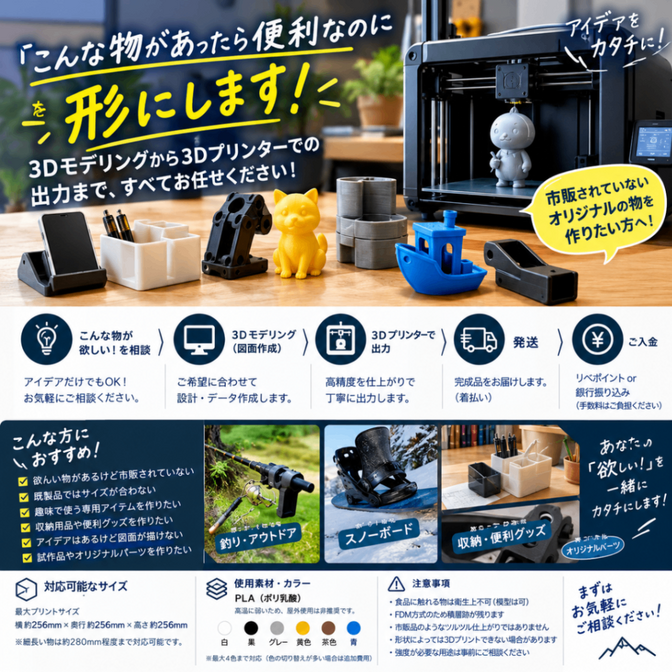 「こんな物があったら便利なのに」を形にします！