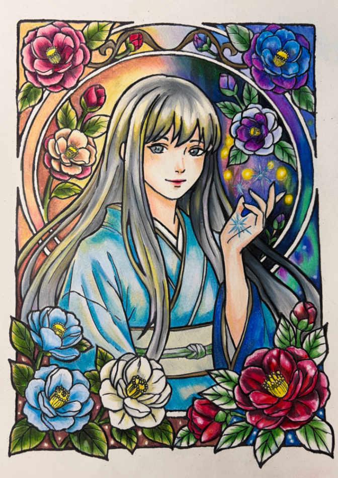 塗り絵の表紙を着彩させていただきます