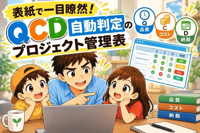 表紙で一目瞭然！QCD自動判定のプロジェクト管理表