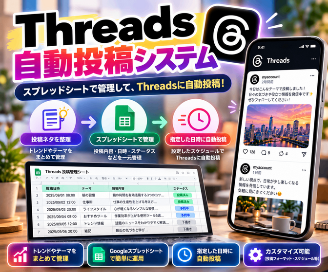 Threadsの自動投稿システムを構築します！