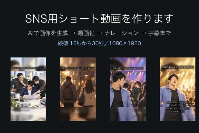 【AI生成】SNS用ショート動画を作ります