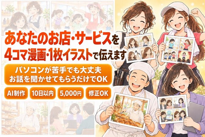 お店・サービスを伝える漫画・イラストを作ります【AI制作】