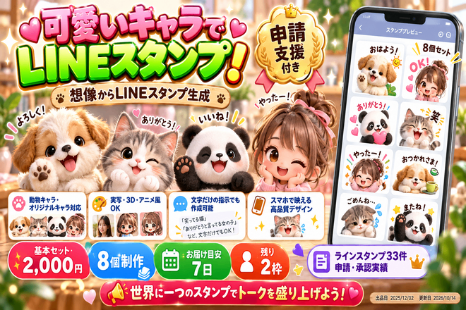 ネタありなしOK！想像からLINEスタンプ生成。申請支援付き