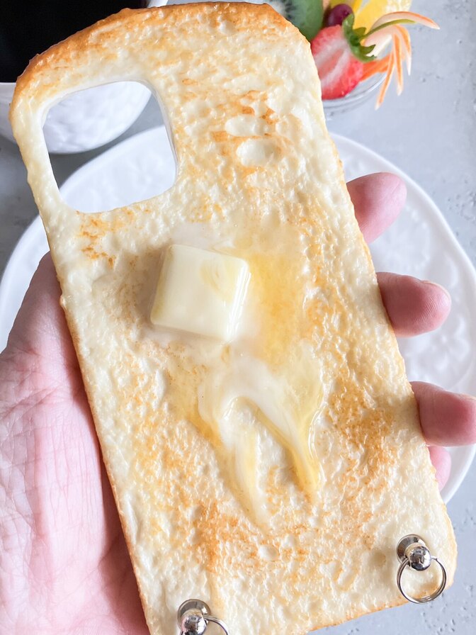 【メンテ付】バタートーストのスマホケース／スマホショルダー