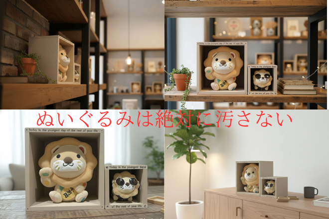 【専用設計】招き猫ライオンぬいぐるみ用ディスプレイBOX