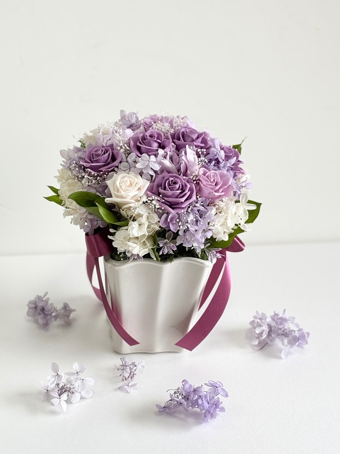生花のようなお花、プリザーブドフラワーをプレゼント