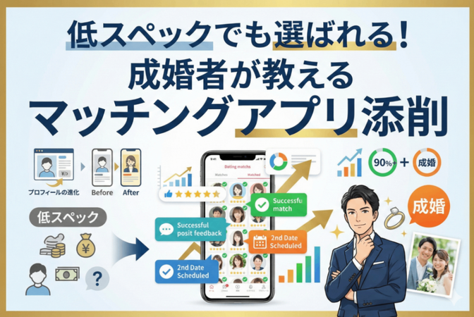 低スペックでも選ばれる！成婚者が教えるマッチングアプリ添削