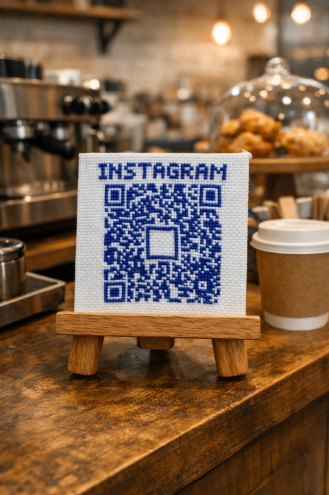 ほどよい大きさ！手刺繍QRコード作製