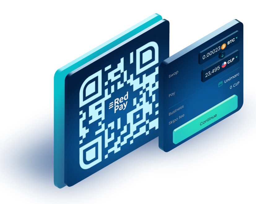 QR code and payment panel in the Skipo app for payments at RedPay-associated stores