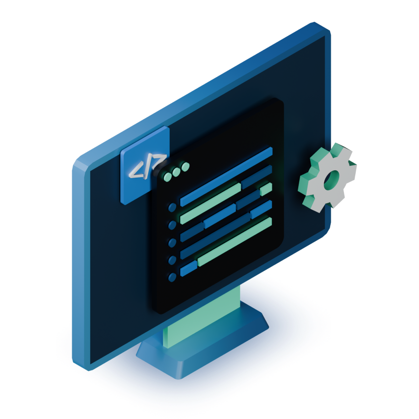 Icono 3D con corchetes blancos