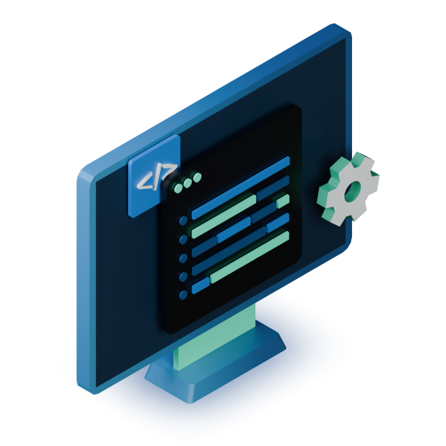 Icono 3D con corchetes blancos