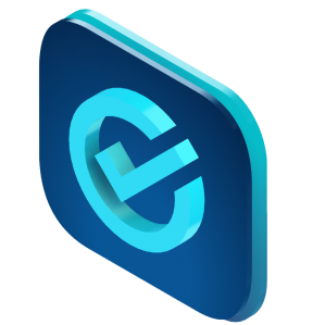 3D icon with circular checkmark symbol