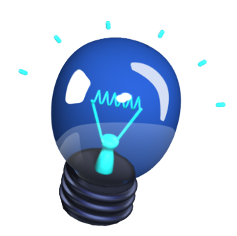 3D icon of a glowing lightbulb