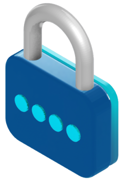 3D icon of a padlock with dots