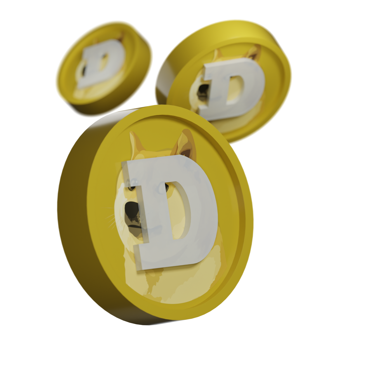 3D coin with the Dogecoin symbol