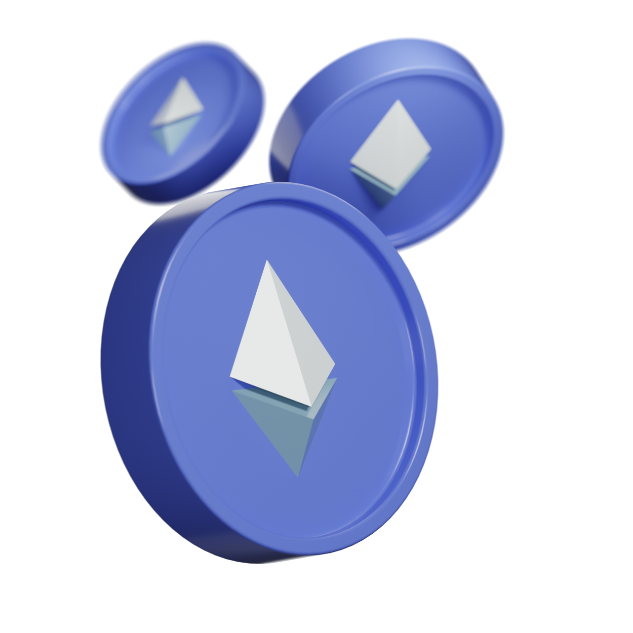 Moneda 3D con el símbolo de Ethereum