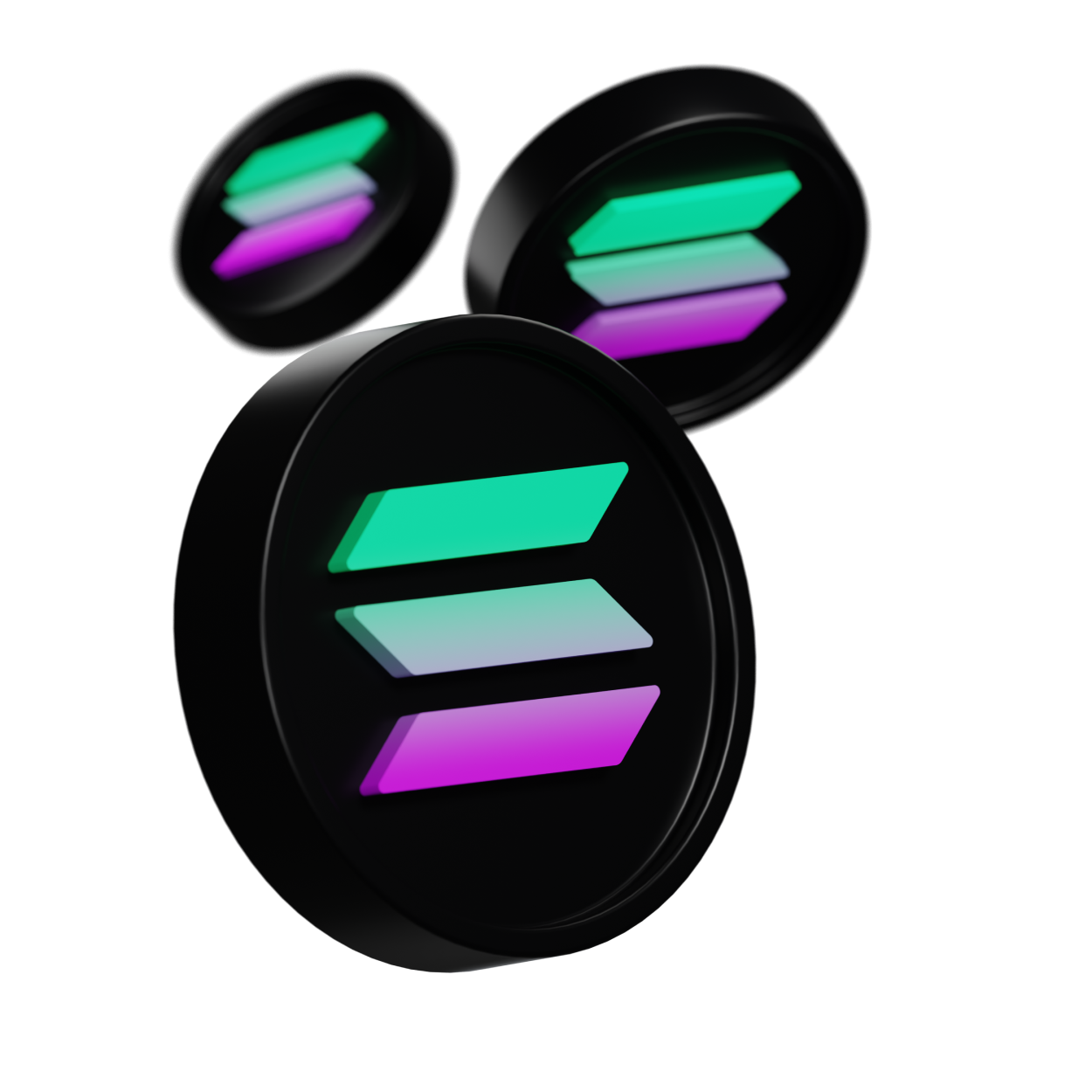 Moneda 3D con el símbolo de the Solana