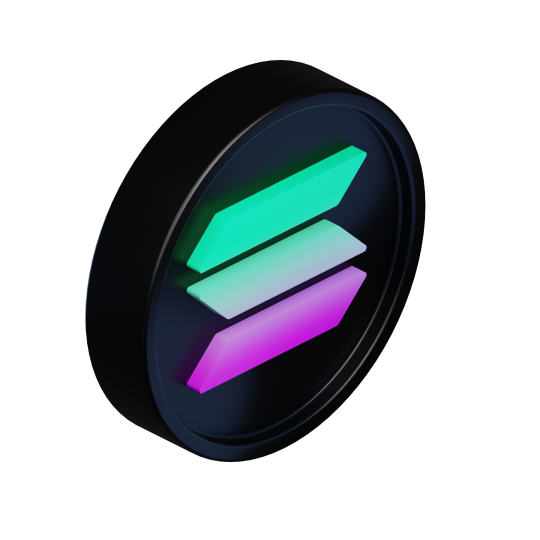 3D coin with the Solana symbol