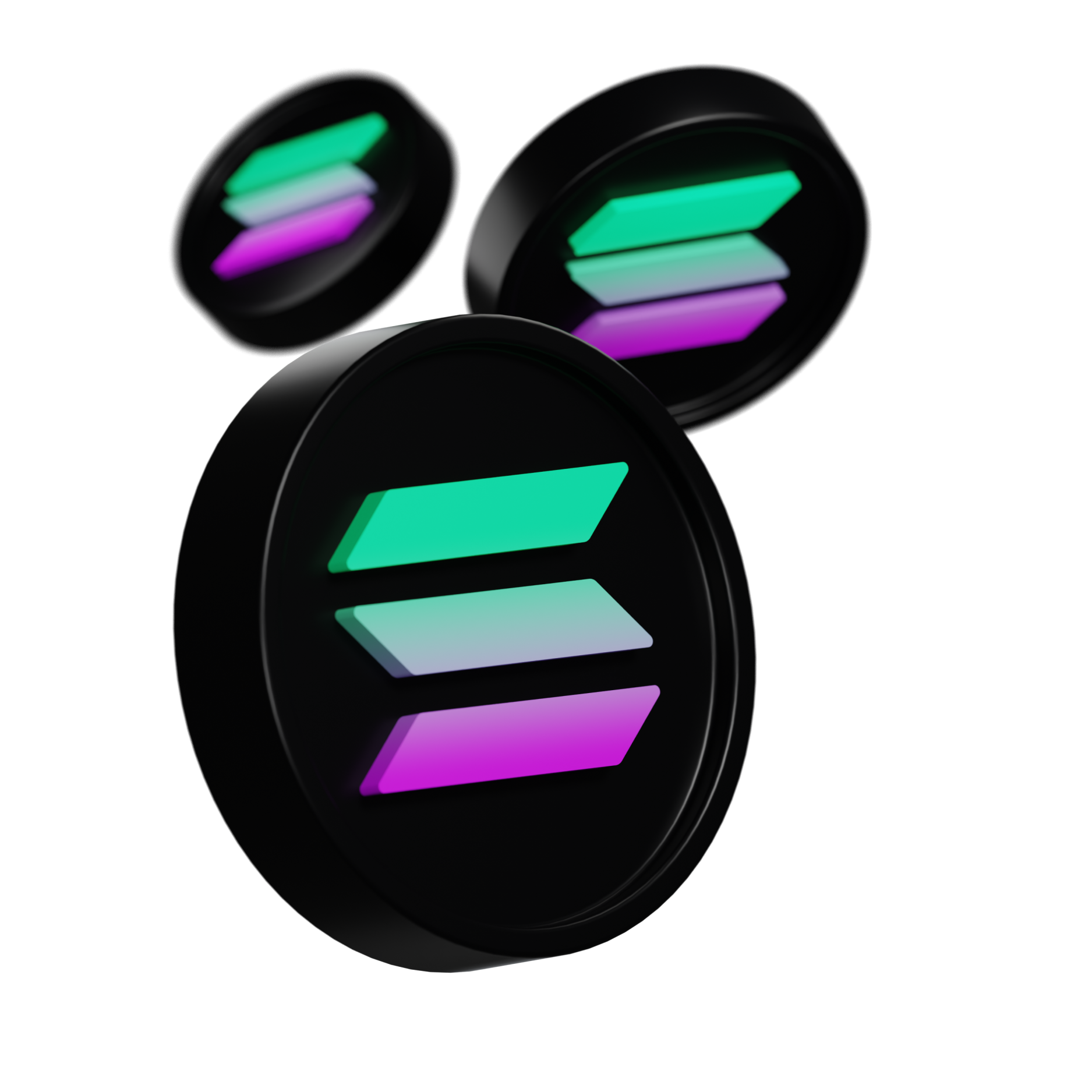 Moneda 3D con el símbolo de the Solana