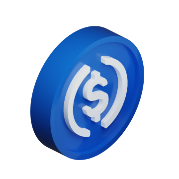 Moneda 3D con el símbolo de USD Coin
