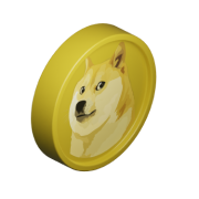 3D coin with the Dogecoin symbol
