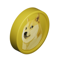 Moneda 3D con el símbolo de Dogecoin