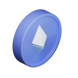 Moneda 3D con el símbolo de Ethereum