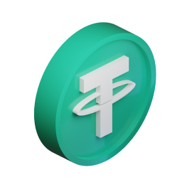 Moneda 3D con el símbolo de Tether