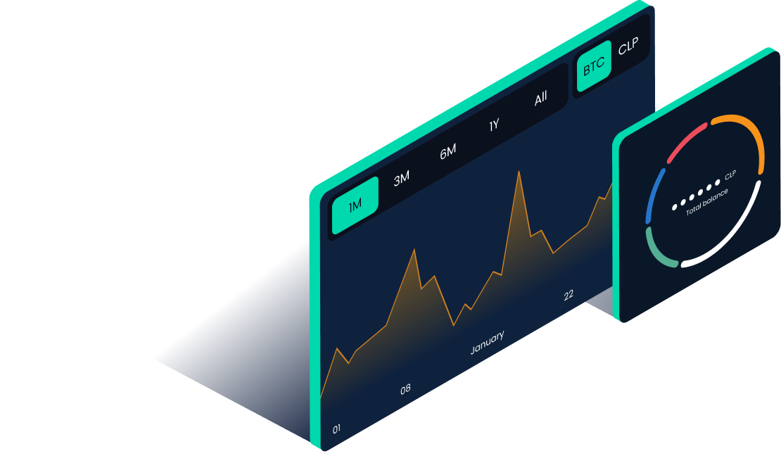 Skipo app showing currency distribution and balance variation