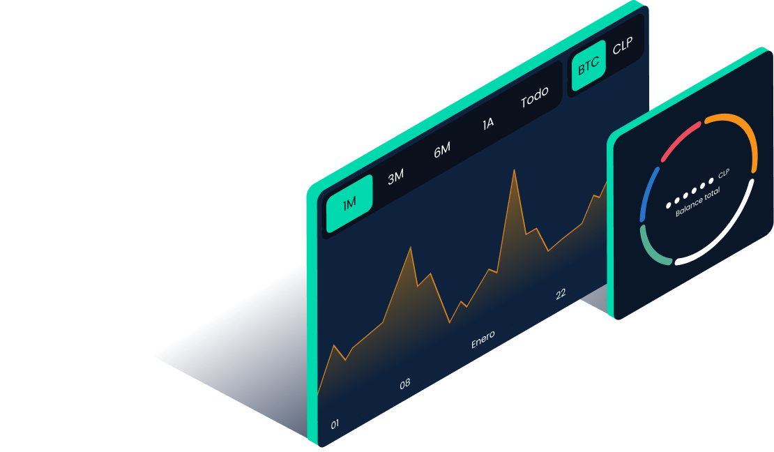 Pantalla de Skipo mostrando distribución de monedas y variación de balance