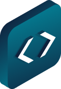3D icon with white brackets