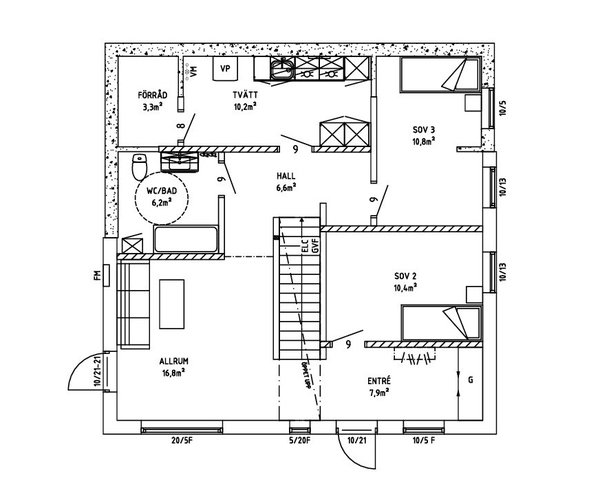 Villa Jälmevik Suterrängplan