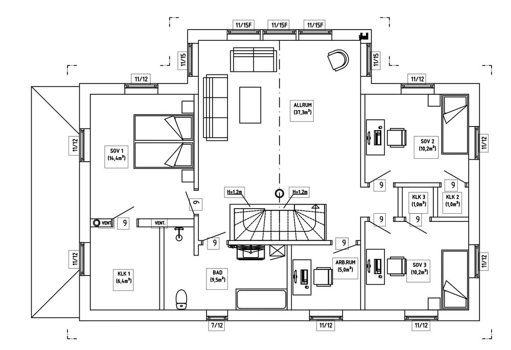 Villa Agder – planlösning överplan