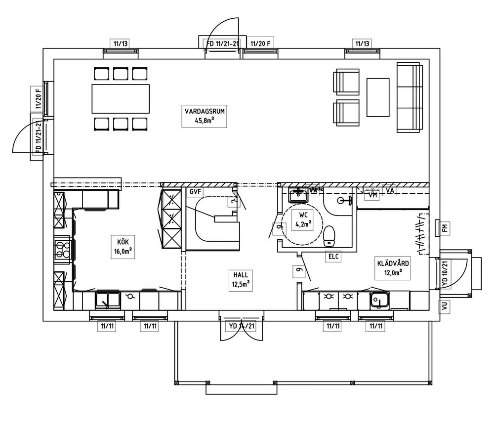 Villa Dahlstrand – planlösning entréplan