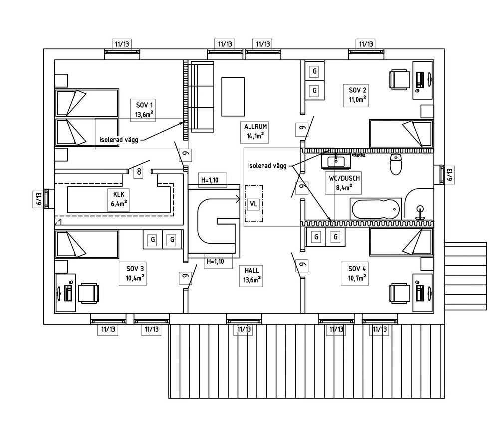 Villa Dahlstrand – planlösning överplan