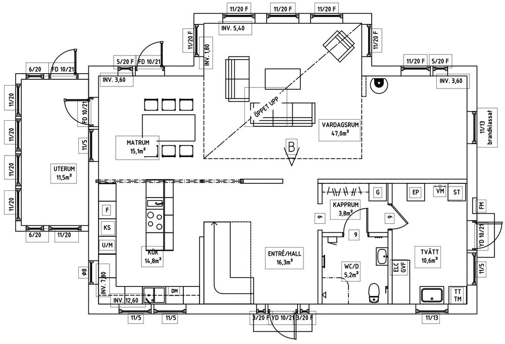 Villa Olsson – planlösning entréplan