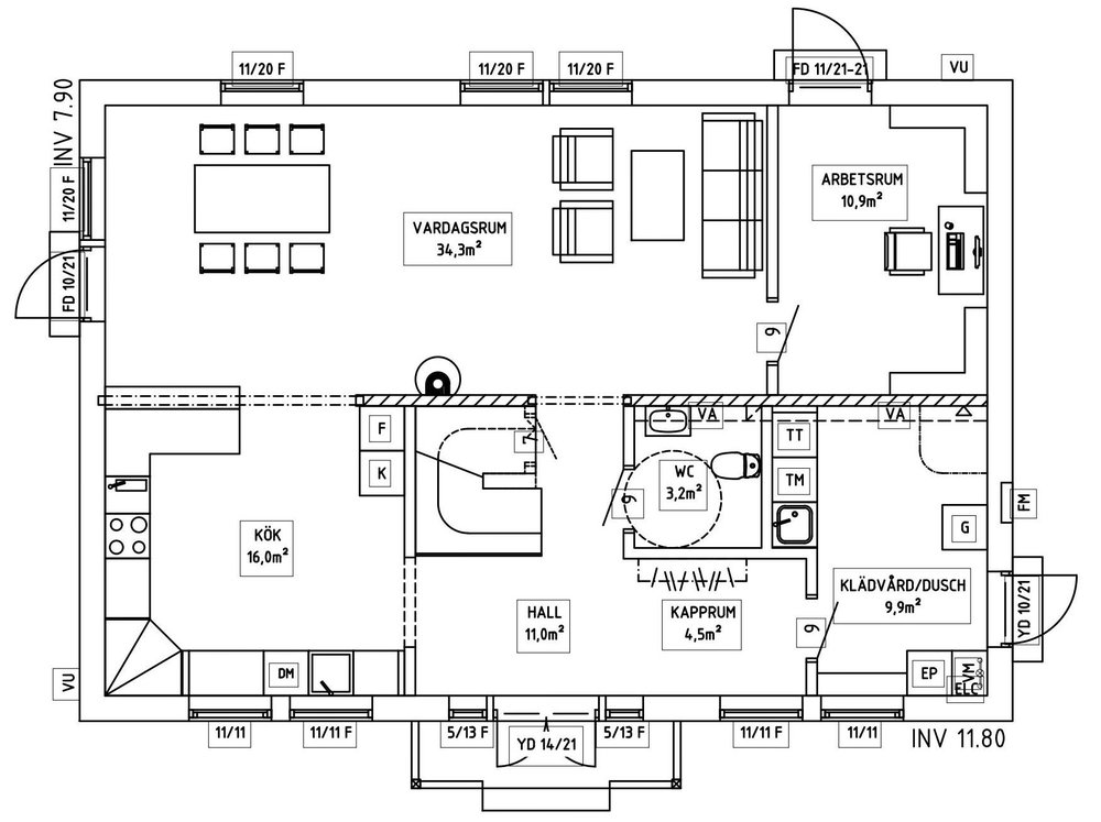 Villa Sandén – planlösning entréplan