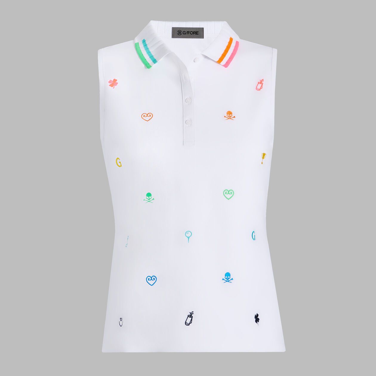 G/Fore EMBROIDERED TECH PIQUÉ SLEEVELESS PERFORMANCE POLO