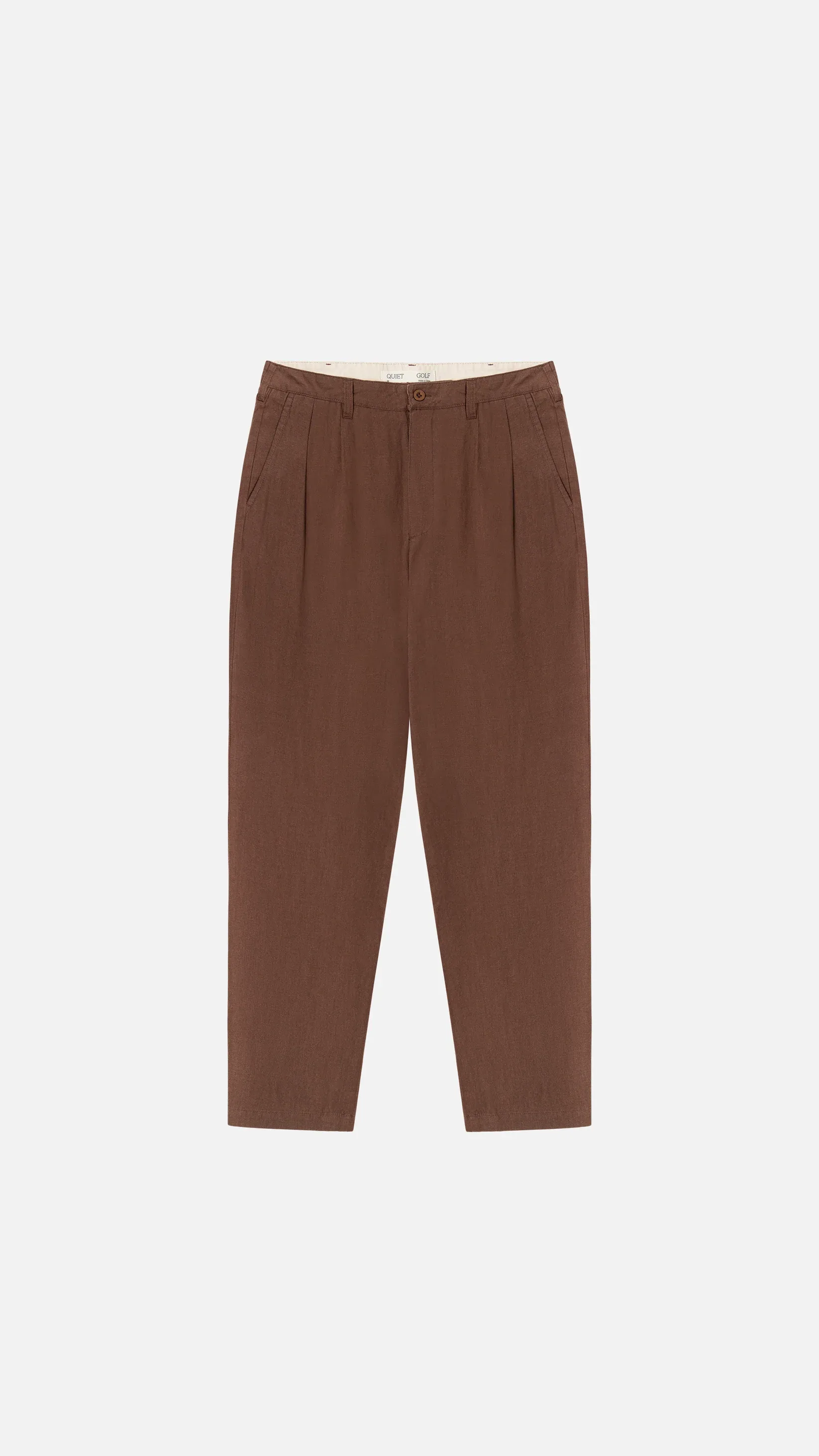 Heritage Pleated Linen Pants – Brown