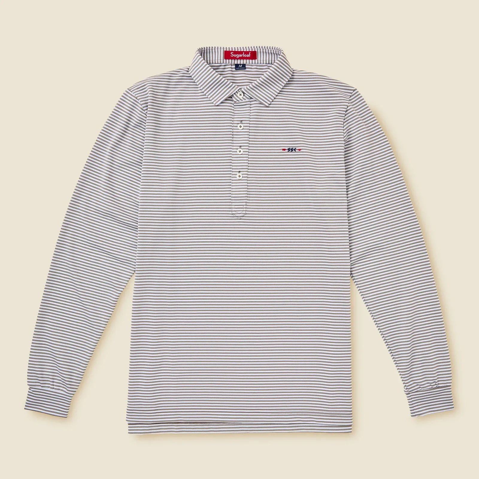 Sugarloaf Social Club Long Sleeve Striped Pique Polo