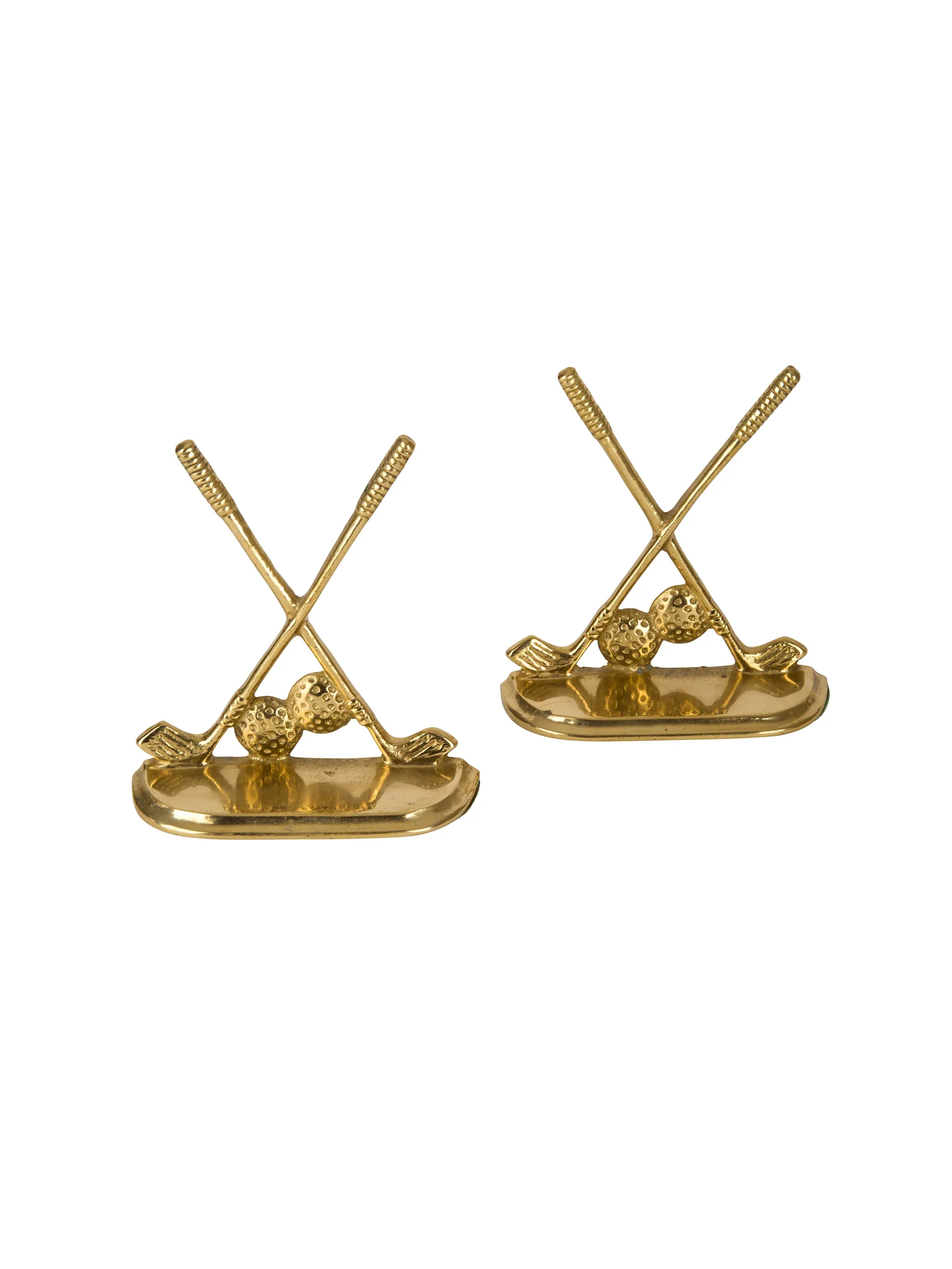 Vintage 1960s Brass Golf Club Bookends