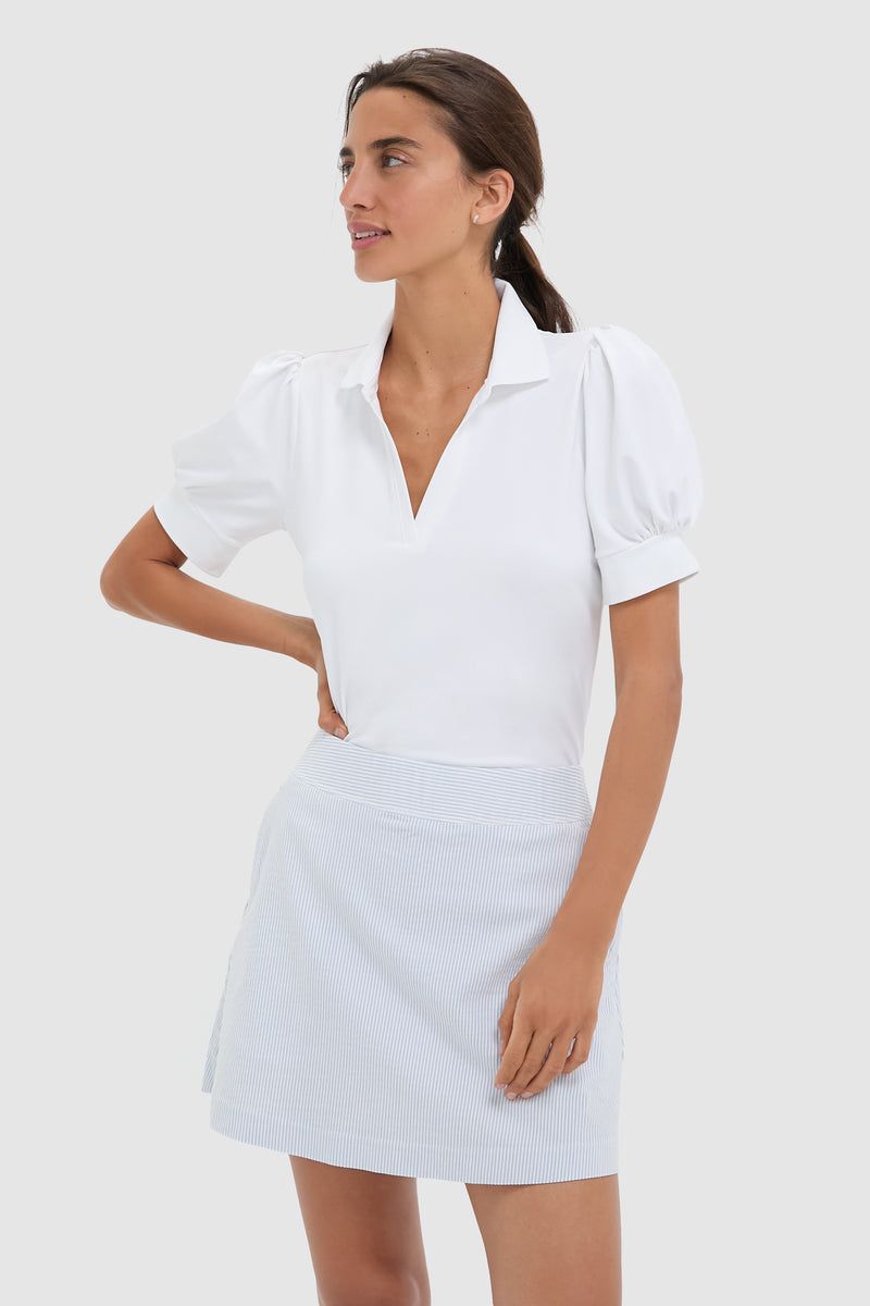 Tuckernuck White Puff Sleeve Performance Jersey Caroline Polo