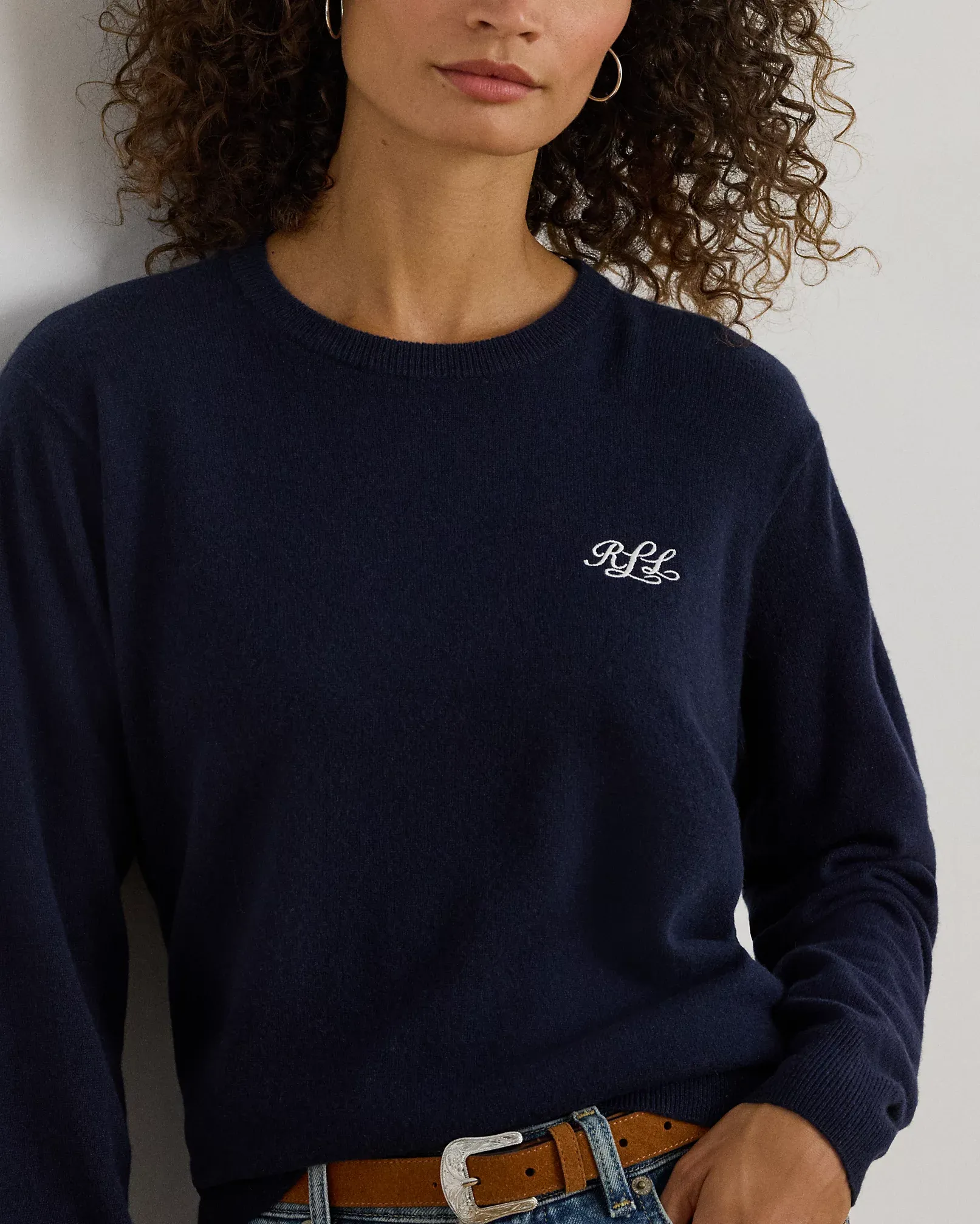 Ralph Lauren Embroidered Cashmere Crewneck Sweater
