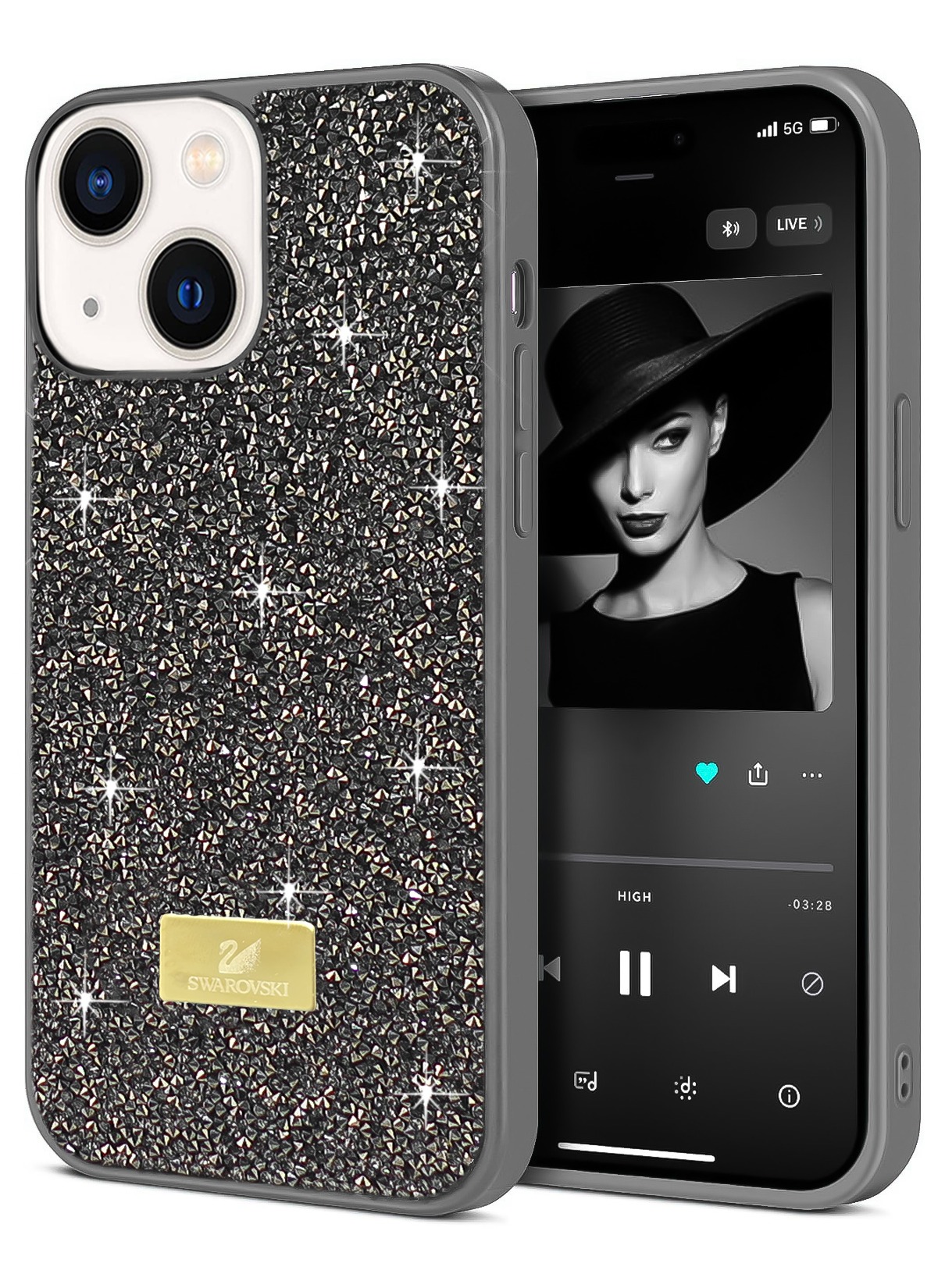 Dl3 Mobilak Case For iPhone 15+ Plus/14 Plus 6.7 Case Glitter, Sparkle Diamond Crystal Bling Case with Bling, Ultra Thin Lightweight Full Body Shockproof Anti-Scratch Protective Cover